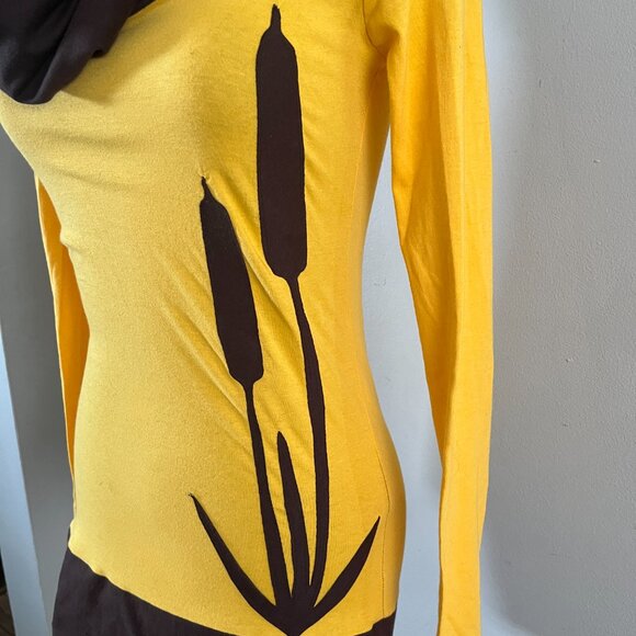 Global Goddess Goods Sz M Cattails Hoodie Cowl Neck Organic Cotton Knit Tunic - Picture 5 of 8